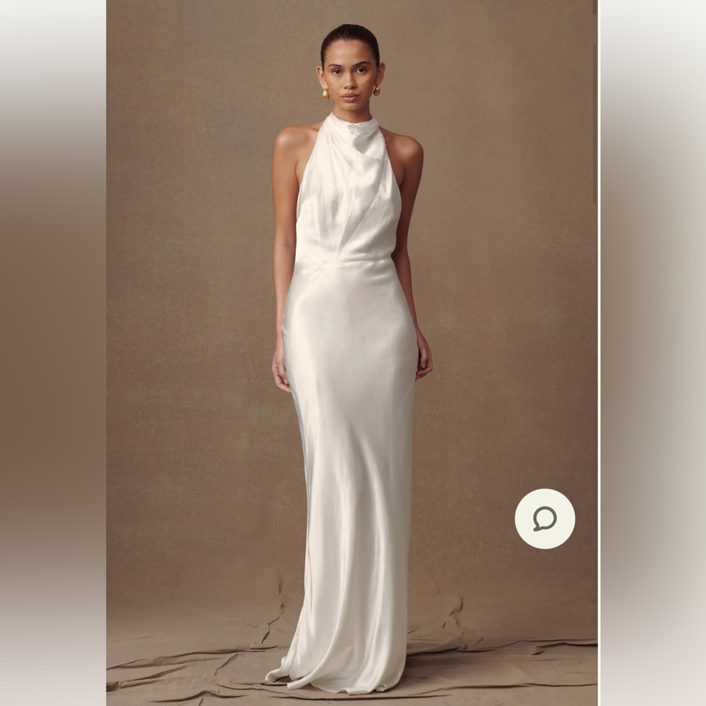 Meshki Esther Iridescent Satin Cowl Maxi Dress - Ivory